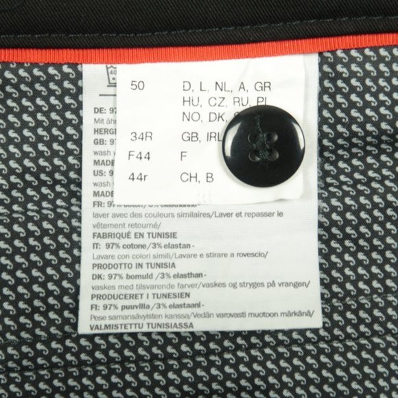 Porsche Design Slim Straight Fit Cotton Stretch Chinos Pants Black Size 34 - Picture 5 of 8